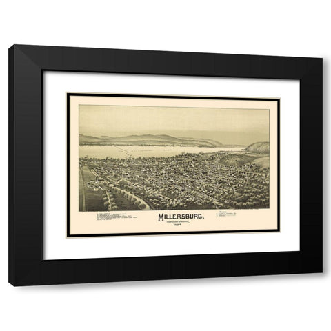 Millersburg Pennsylvania - Fowler 1894 Black Modern Wood Framed Art Print with Double Matting by Fowler