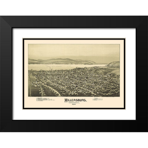 Millersburg Pennsylvania - Fowler 1894 Black Modern Wood Framed Art Print with Double Matting by Fowler