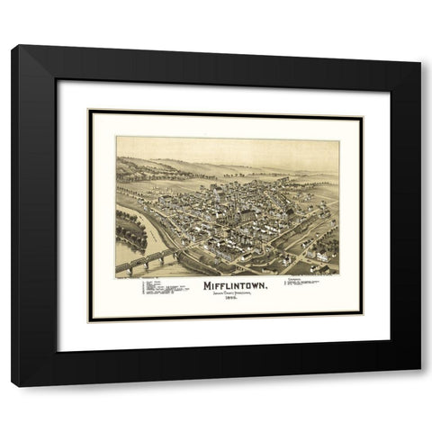 Mifflintown Pennsylvania - Fowler 1895 Black Modern Wood Framed Art Print with Double Matting by Fowler