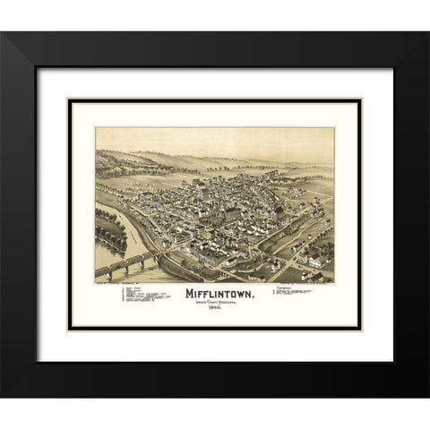 Mifflintown Pennsylvania - Fowler 1895 Black Modern Wood Framed Art Print with Double Matting by Fowler