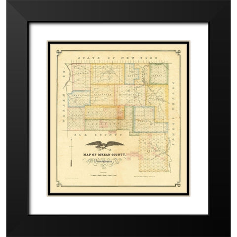 MKean County Pennsylvania - Kollner 1857 Black Modern Wood Framed Art Print with Double Matting by Kollner
