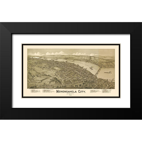 Monongahela Pennsylvania - Fowler 1902 Black Modern Wood Framed Art Print with Double Matting by Fowler