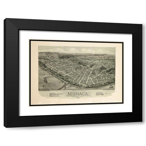 Monaca Pennsylvania - Fowler 1900 Black Modern Wood Framed Art Print with Double Matting by Fowler