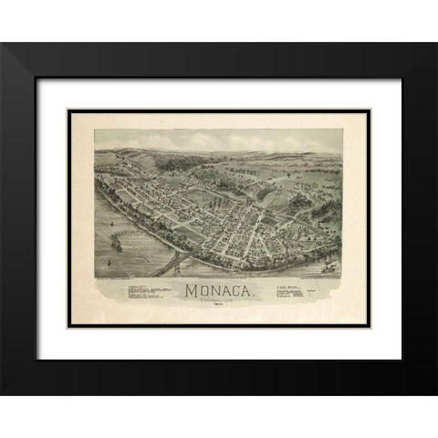 Monaca Pennsylvania - Fowler 1900 Black Modern Wood Framed Art Print with Double Matting by Fowler