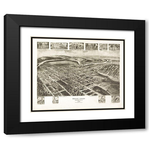 Mount Union Pennsylvania - Fowler 1906 Black Modern Wood Framed Art Print with Double Matting by Fowler