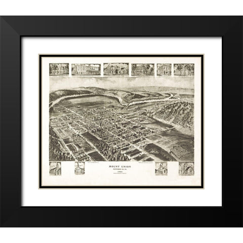 Mount Union Pennsylvania - Fowler 1906 Black Modern Wood Framed Art Print with Double Matting by Fowler