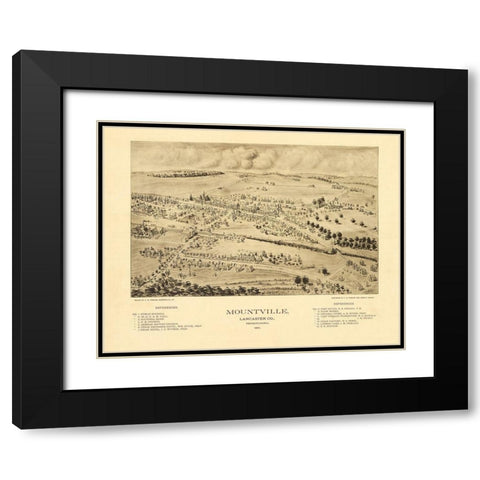 Mountville Pennsylvania - Fowler 1894 Black Modern Wood Framed Art Print with Double Matting by Fowler