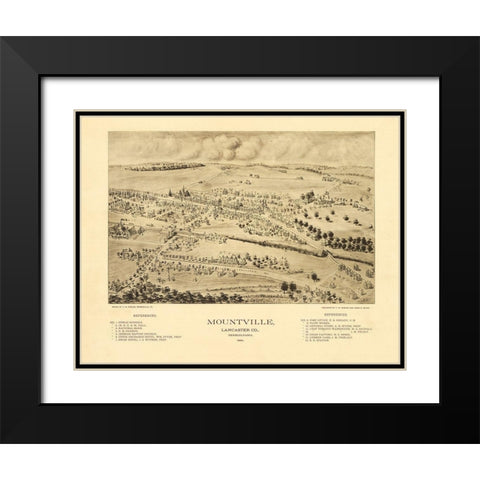 Mountville Pennsylvania - Fowler 1894 Black Modern Wood Framed Art Print with Double Matting by Fowler