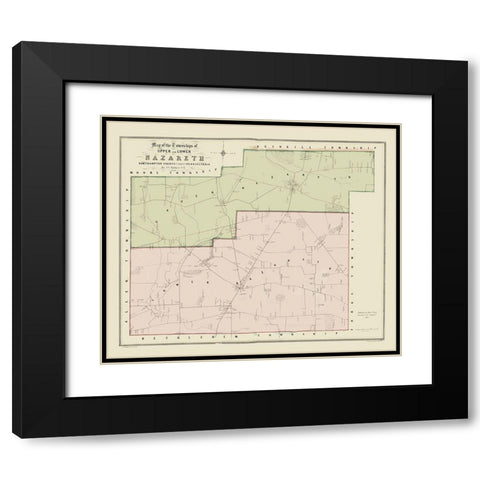 Nazareth Pennsylvania - Sidney 1850 Black Modern Wood Framed Art Print with Double Matting by Sidney