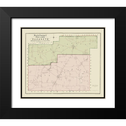Nazareth Pennsylvania - Sidney 1850 Black Modern Wood Framed Art Print with Double Matting by Sidney