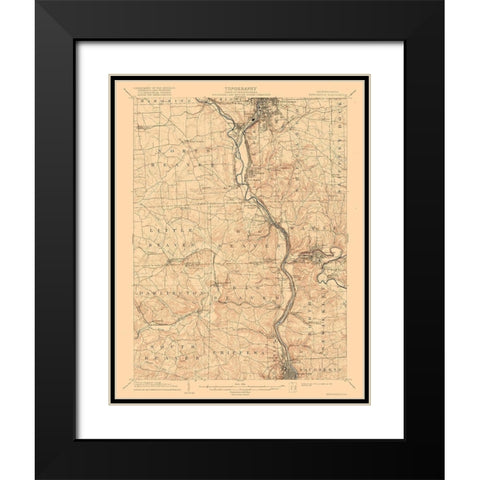 New Castle Pennsylvania Quad - USGS 1904 Black Modern Wood Framed Art Print with Double Matting by USGS