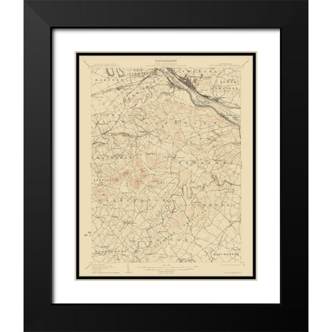 New Cumberland Pennsylvania Quad - USGS 1906 Black Modern Wood Framed Art Print with Double Matting by USGS