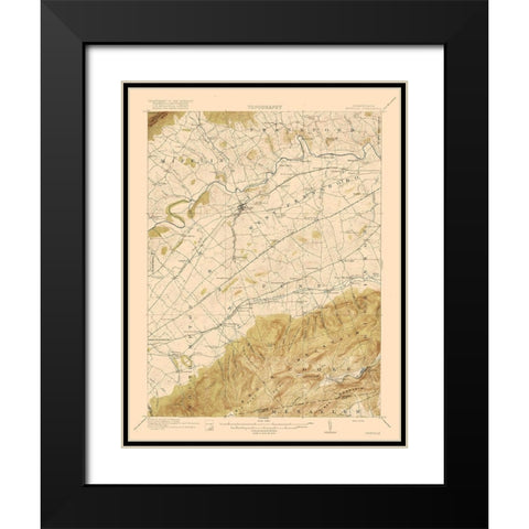 Newville Pennsylvania Quad - USGS 1919 Black Modern Wood Framed Art Print with Double Matting by USGS