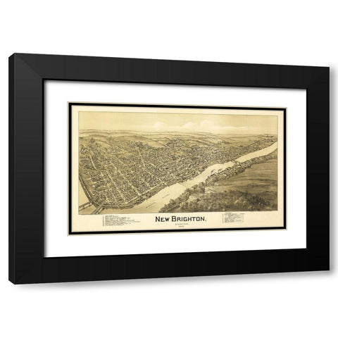 New Brighton Pennsylvania - Fowler 1901 Black Modern Wood Framed Art Print with Double Matting by Fowler