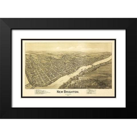 New Brighton Pennsylvania - Fowler 1901 Black Modern Wood Framed Art Print with Double Matting by Fowler
