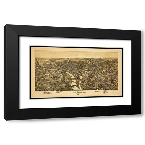 New Castle Pennsylvania - Fowler 1896 Black Modern Wood Framed Art Print with Double Matting by Fowler
