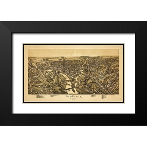 New Castle Pennsylvania - Fowler 1896 Black Modern Wood Framed Art Print with Double Matting by Fowler