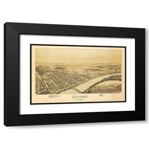 Newport Pennsylvania - Fowler 1895 Black Modern Wood Framed Art Print with Double Matting by Fowler