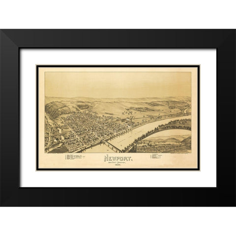 Newport Pennsylvania - Fowler 1895 Black Modern Wood Framed Art Print with Double Matting by Fowler