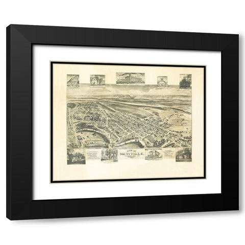 Newville Pennsylvania - Fowler 1903 Black Modern Wood Framed Art Print with Double Matting by Fowler