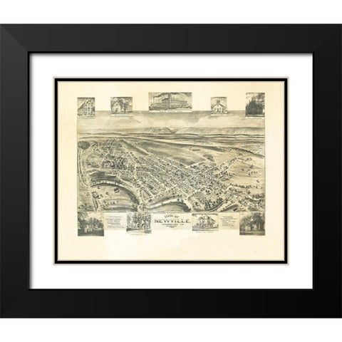 Newville Pennsylvania - Fowler 1903 Black Modern Wood Framed Art Print with Double Matting by Fowler