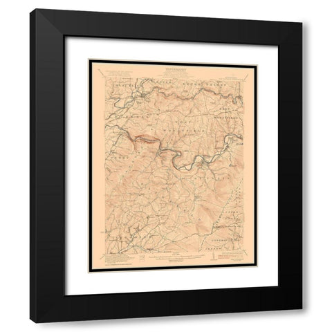 New Florence Pennsylvania Quad - USGS 1922 Black Modern Wood Framed Art Print with Double Matting by USGS