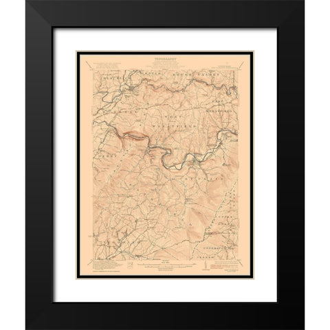 New Florence Pennsylvania Quad - USGS 1922 Black Modern Wood Framed Art Print with Double Matting by USGS