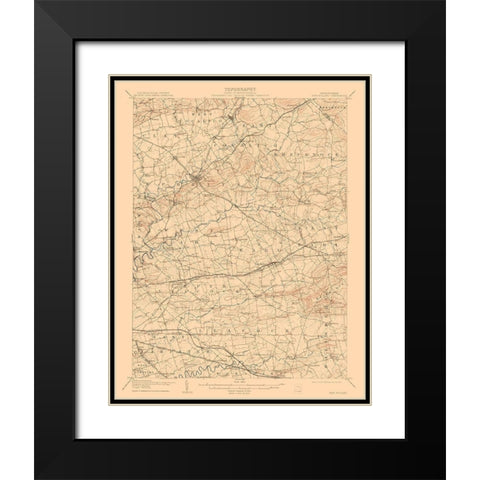 New Holland Pennsylvania Quad - USGS 1908 Black Modern Wood Framed Art Print with Double Matting by USGS