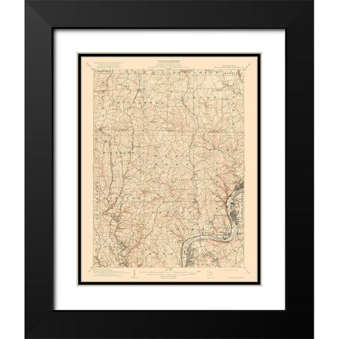 New Kensington Pennsylvania Quad - USGS 1910 Black Modern Wood Framed Art Print with Double Matting by USGS