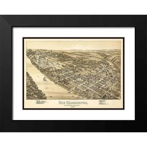 New Kensington Pennsylvania - Fowler 1896 Black Modern Wood Framed Art Print with Double Matting by Fowler