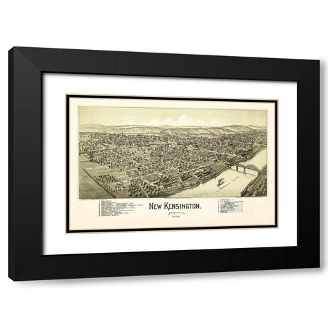 New Kensington Pennsylvania - Fowler 1902 Black Modern Wood Framed Art Print with Double Matting by Fowler