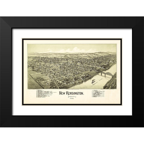 New Kensington Pennsylvania - Fowler 1902 Black Modern Wood Framed Art Print with Double Matting by Fowler