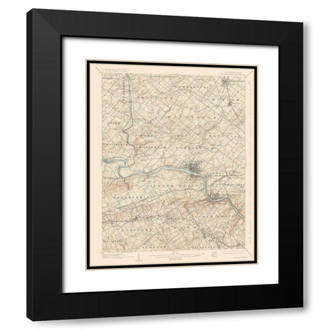Norristown Pennsylvania Quad - USGS 1895 Black Modern Wood Framed Art Print with Double Matting by USGS