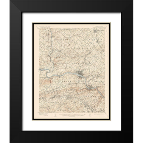 Norristown Pennsylvania Quad - USGS 1895 Black Modern Wood Framed Art Print with Double Matting by USGS