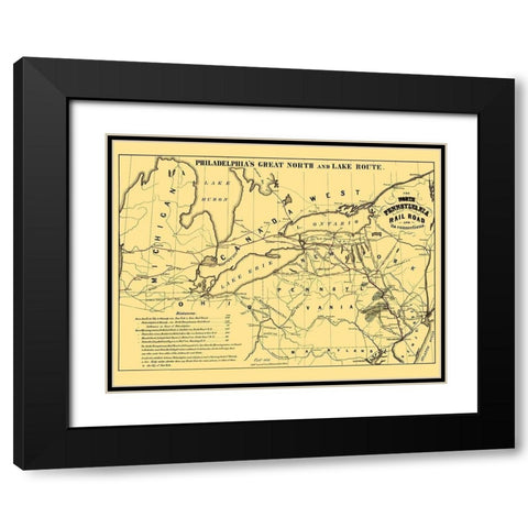 North Pennsylvania Railroad - Kollner 1853 Black Modern Wood Framed Art Print with Double Matting by Kollner