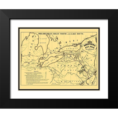 North Pennsylvania Railroad - Kollner 1853 Black Modern Wood Framed Art Print with Double Matting by Kollner