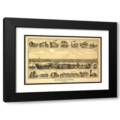 Norristown Pennsylvania -1881 Black Modern Wood Framed Art Print with Double Matting by N/A