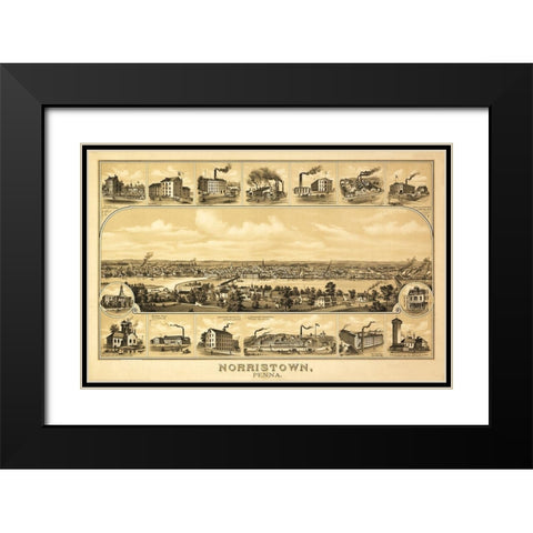 Norristown Pennsylvania -1881 Black Modern Wood Framed Art Print with Double Matting by N/A