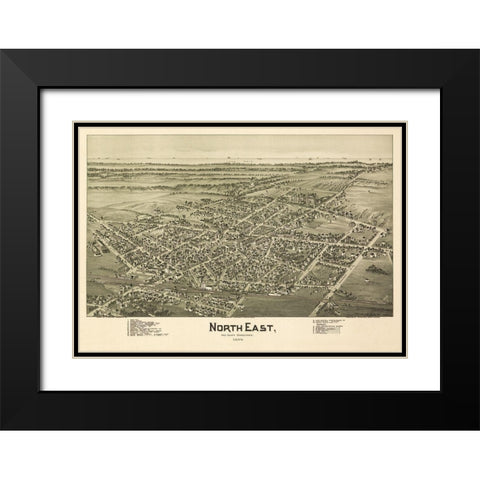 North East Pennsylvania - Fowler 1896 Black Modern Wood Framed Art Print with Double Matting by Fowler