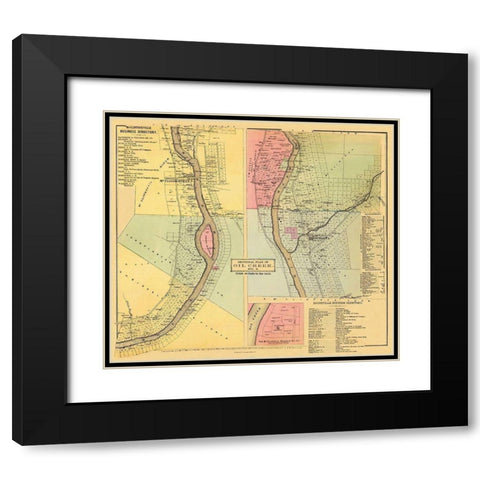 Oil Creek, Section 2 Pennsylvania Landowner Black Modern Wood Framed Art Print with Double Matting by Mayer