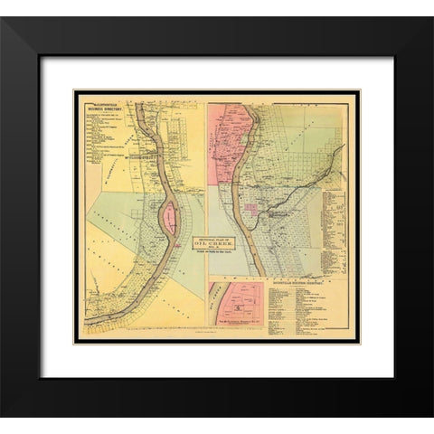 Oil Creek, Section 2 Pennsylvania Landowner Black Modern Wood Framed Art Print with Double Matting by Mayer