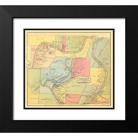 Oil Creek, Section 4 Pennsylvania Landowner Black Modern Wood Framed Art Print with Double Matting by Mayer