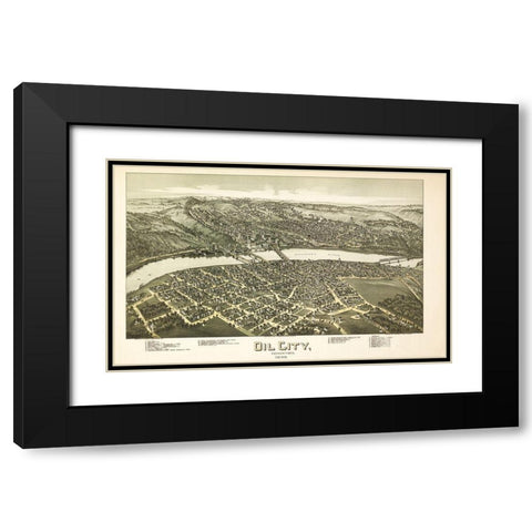 Oil City Pennsylvania - Fowler 1896 Black Modern Wood Framed Art Print with Double Matting by Fowler