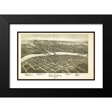 Oil City Pennsylvania - Fowler 1896 Black Modern Wood Framed Art Print with Double Matting by Fowler