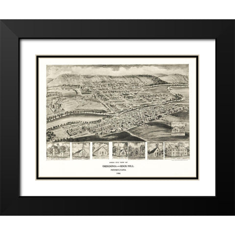 Orbisonia Pennsylvania - Fowler 1906 Black Modern Wood Framed Art Print with Double Matting by Fowler