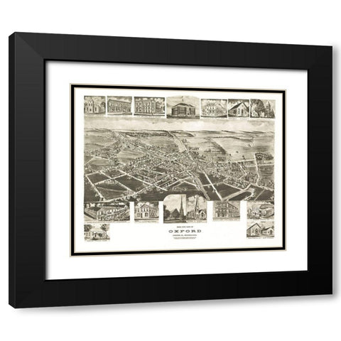 Oxford Pennsylvania - Fowler 1907 Black Modern Wood Framed Art Print with Double Matting by Fowler