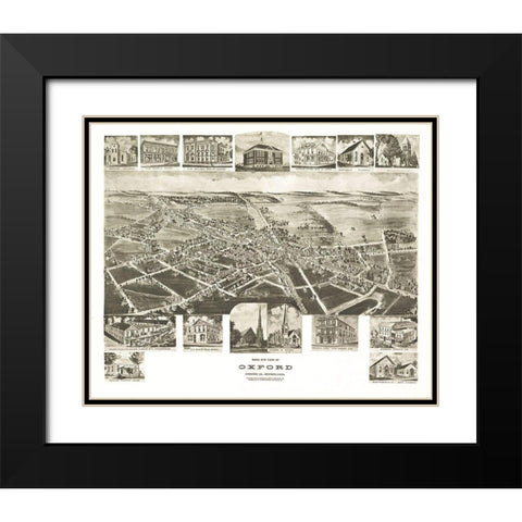 Oxford Pennsylvania - Fowler 1907 Black Modern Wood Framed Art Print with Double Matting by Fowler