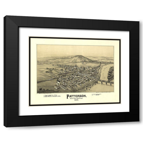 Patterson Pennsylvania - Fowler 1895 Black Modern Wood Framed Art Print with Double Matting by Fowler