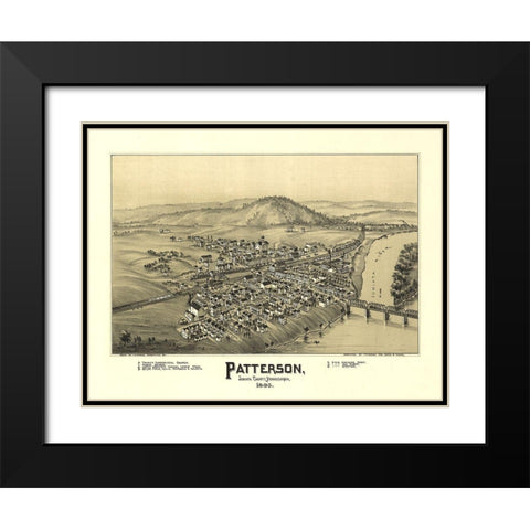 Patterson Pennsylvania - Fowler 1895 Black Modern Wood Framed Art Print with Double Matting by Fowler