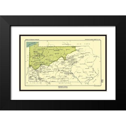 Pennsylvania - Hoen 1896 Black Modern Wood Framed Art Print with Double Matting by Hoen